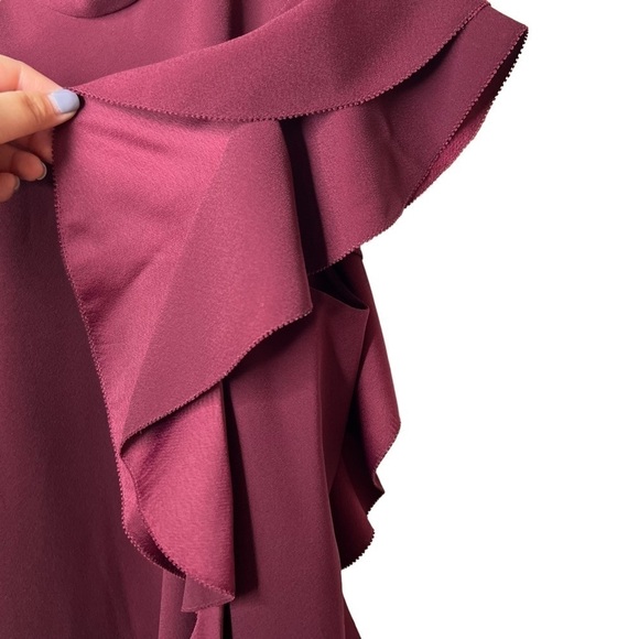 Kate Spade Burgundy Red Ruffle Cap Sleeve Women’s Shift Dress Sz 4 - Picture 7 of 12